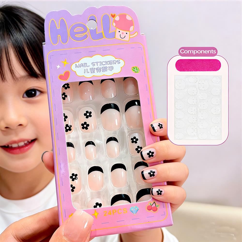 Nail Art Press On - 24 szt./pudełko Kreskówkowe Dziecięce Paznokcie do