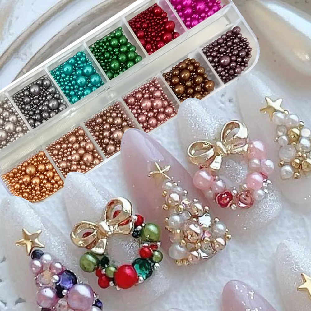 Nail Art Valentines Day - 12 kolorów Mieszane Rozmiary Perły do