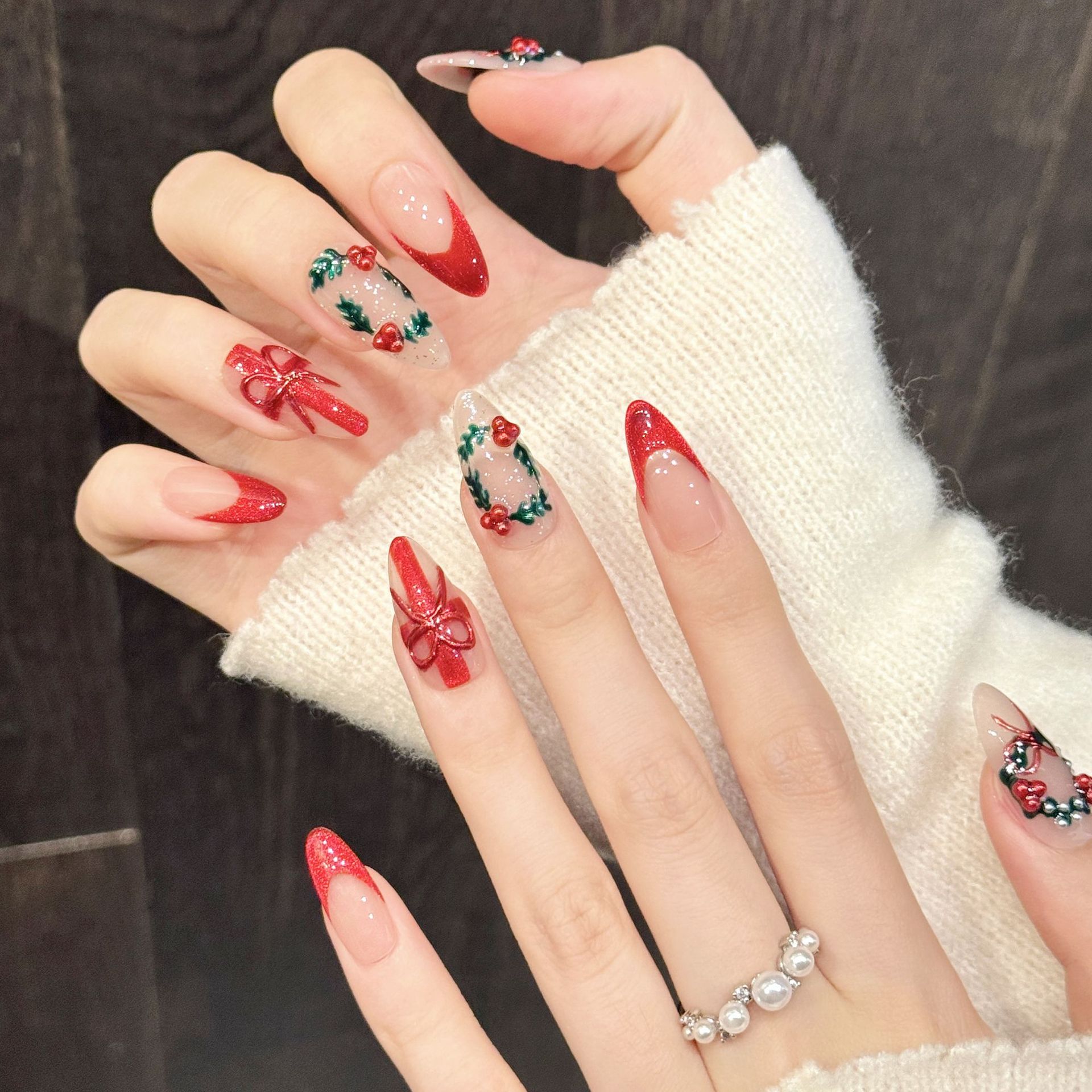 10 szt. Świąteczne czerwone, n – Nail Art Press On recenzja i cena