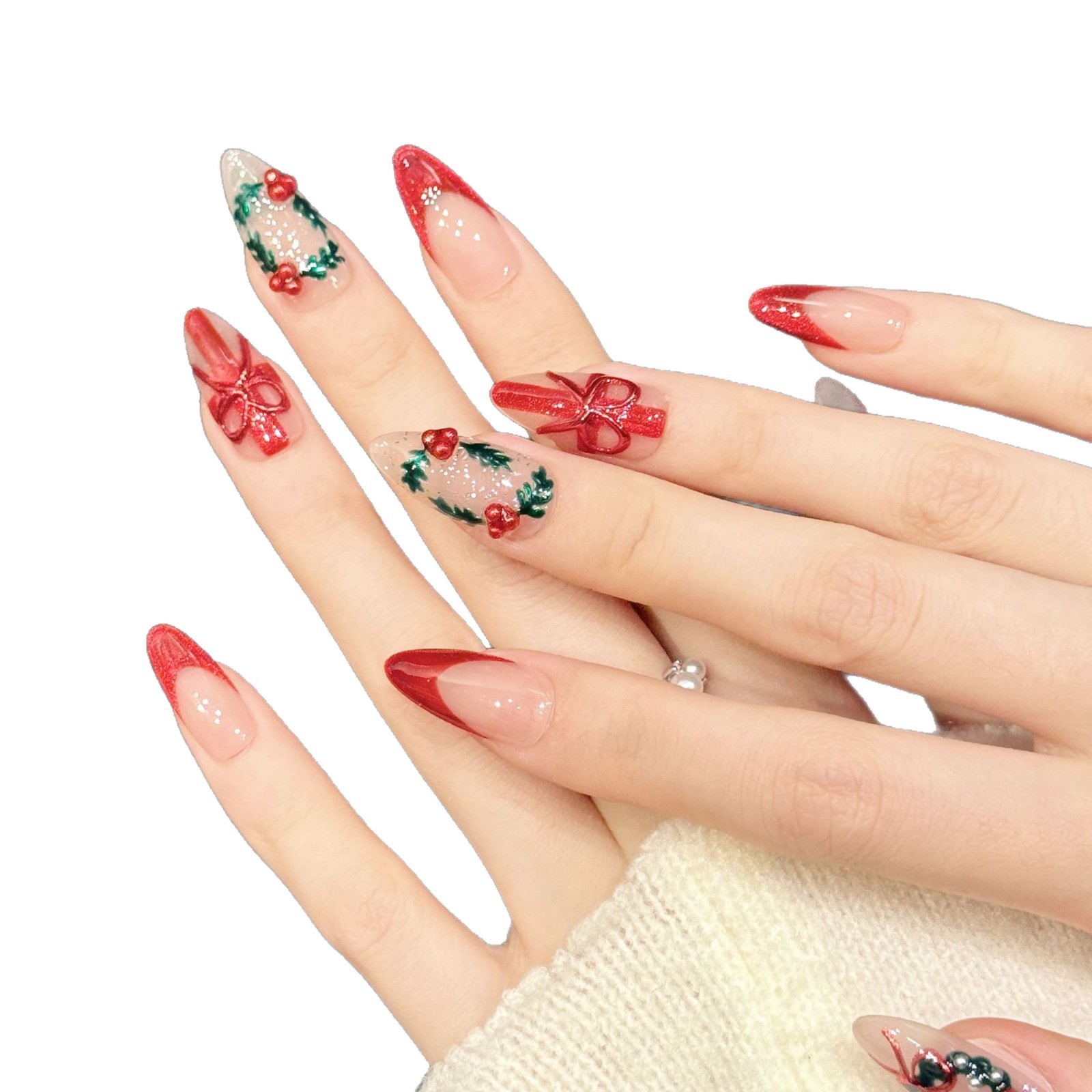 10 szt. Świąteczne czerwone, n – Nail Art Press On recenzja i cena